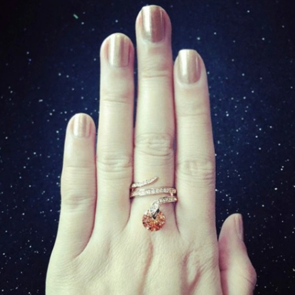 Rose Gold Crystal Snake Coil Ring